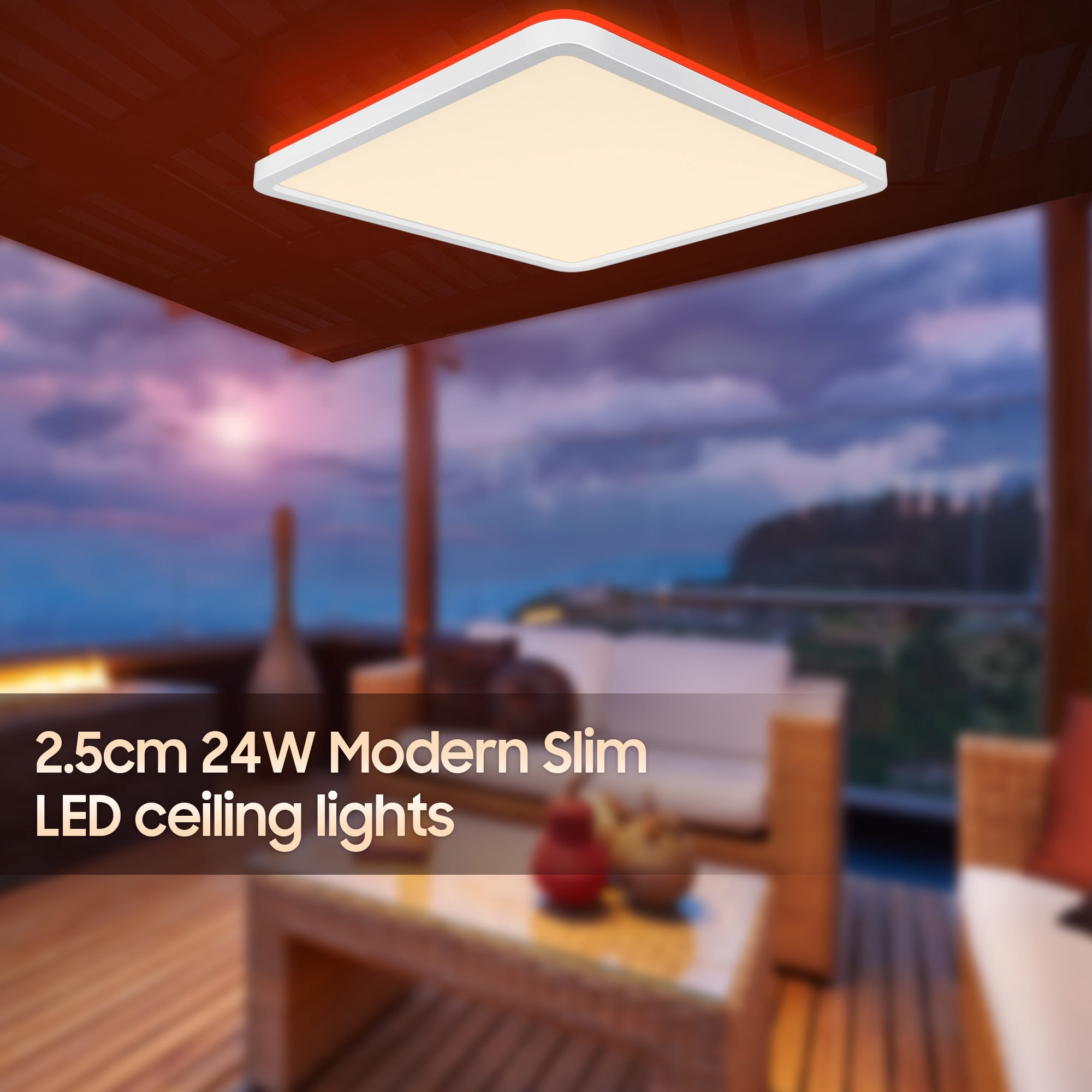 24W LED Dimmable Ceiling Light With Remote Control, 7 RGB Colours Changing Ceiling Lamp 3W Backlight For Bedroom, Living Room And Drawing Room