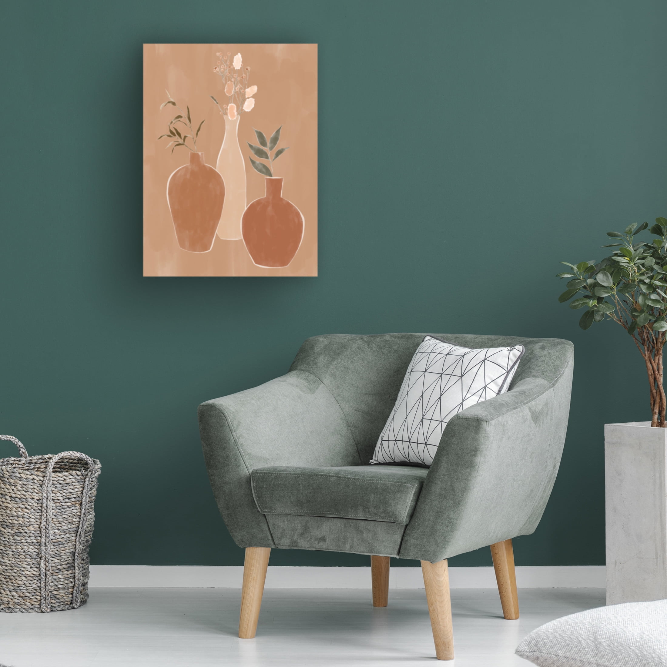 Trademark Fine Art Ivy Green Illustrations Set of Flower Vases Canvas Wall Art