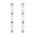 thumbnail image 2 of 925 Sterling Silver Pastel Yellow, Pink, Purple, Blue CZ Dangle Drop Women's Earrings, 2 of 3