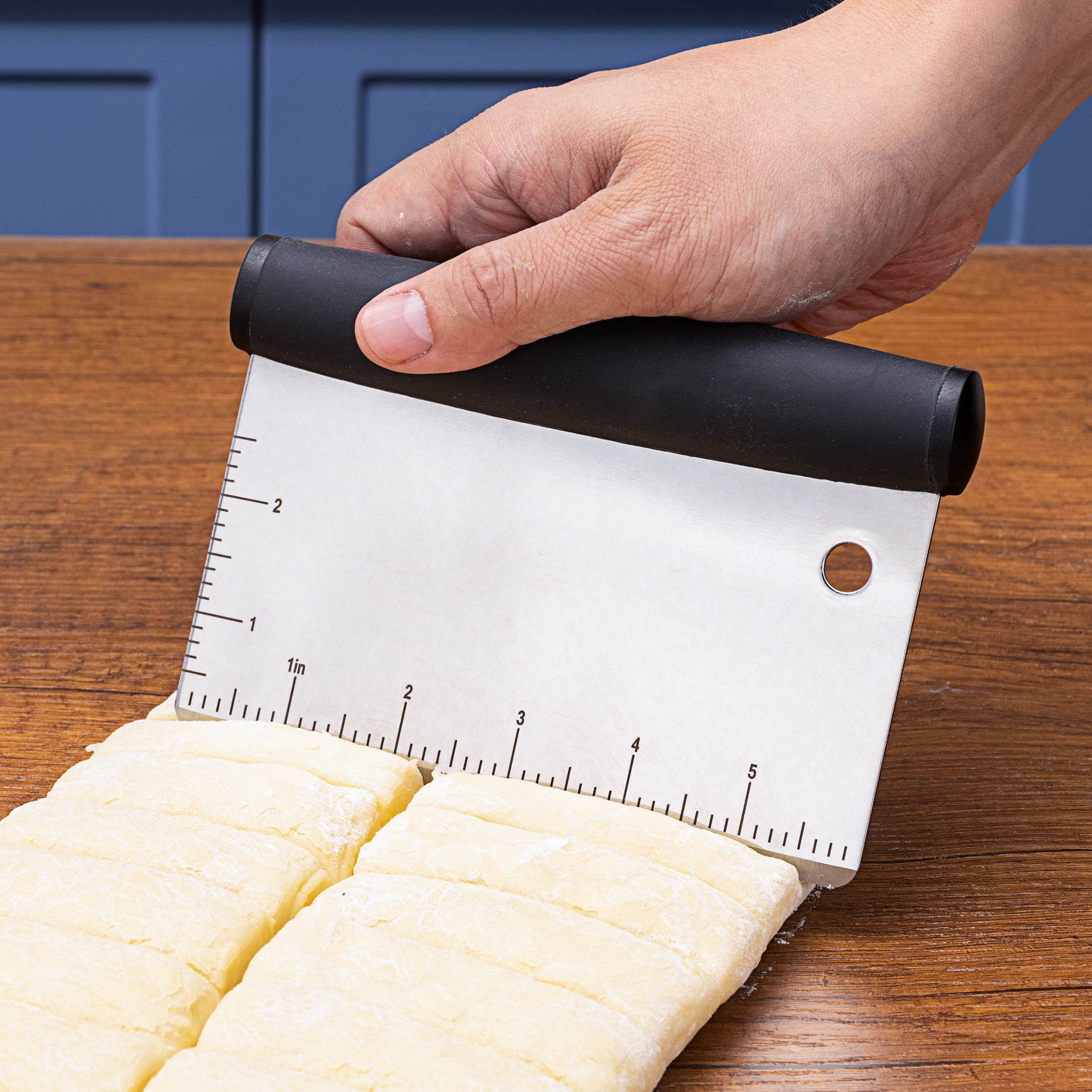 Mainstays Stainless Steel Kitchen Bench Scraper with Soft Grip Handle – 1-Piece Dough Cutter