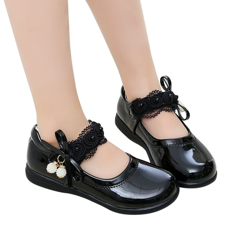 Odeerbi Kids Girls Leather Mary Jane Shoes Princess Nude Shoes Fall 2025 New Little Girl Pearl Pendant Shoes Single Princess Soft Sole Leather Shoes