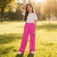 thumbnail image 5 of NAISIBABY Girls Cargo Pants, Elastic Waist Straight Leg Lightweight Kids Casual Trendy Hiking Outdoor Pants Hot Pink Size 10, 5 of 5