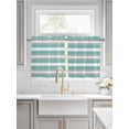 thumbnail image 2 of Aqua Grey White Stripe Half Window Curtains 24 Inches Long, Rustic Modern Turquoise Striped Window Treatment Curtain Drapes, Short Curtains Tiers for Kitchen Over Sink, 27.5"x24", 2 Panels, 2 of 7