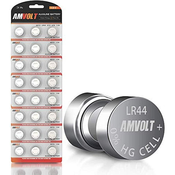Tyggegummi Transistor nabo AmVolt- Pack of 24 LR44 Batteries AG13 SR44 357 303 Premium Alkaline Non  Rechargeable Button Battery, 1.5 Volt Small Batteries for Watches Clocks &  Electronic Devices - Walmart.com