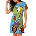 thumbnail image 2 of Rocae Dinosaur Riding a Motorcycle for Nightgowns for Women Sleep Shirts Short Sleeve Nightshirt Pullover Nightdress, 2 of 6