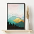thumbnail image 2 of PixonSign Framed Canvas Print Wall Art Teal and Gold Mountain Peaks Nature Wilderness Illustrations Modern Art Decorative Elements Scenic Colorful Boho Decor for Living Room, Bedroom - 24"x36" Black, 2 of 5