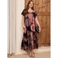 thumbnail image 6 of VEPKUL Summer Casual Bohemian Dresses for Women 2025 Short Sleeve Long Maxi Dress with Pockets Flower24_4X, 6 of 7