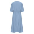 thumbnail image 5 of Wiyuqeen Rolled Short Sleeve Midi Dresses Women Elegant Deep V Neck Dresses Casual Loose Empire Waist Dresses with Pockets Summer Solid Dresses, 5 of 6