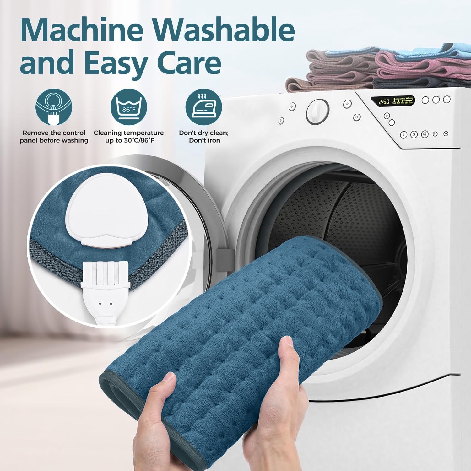 Heating Pad for Back,Neck,Abdomen,Shoulder,Knee,Arms,Legs,Dry/Moist Heat & Auto Shut off, Birthday Gifts for Men and Women,12" x 24",Blue Gray,1 Pack