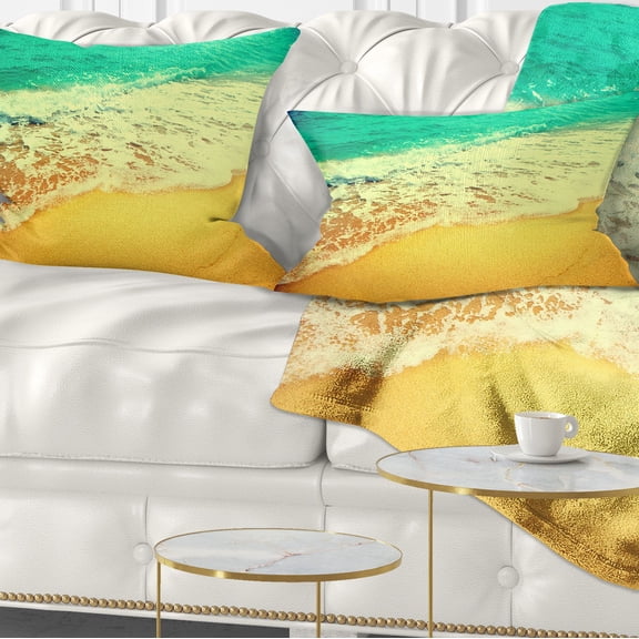 Designart Beautiful Sea Summer Background - Seashore Throw Pillow - 12x20