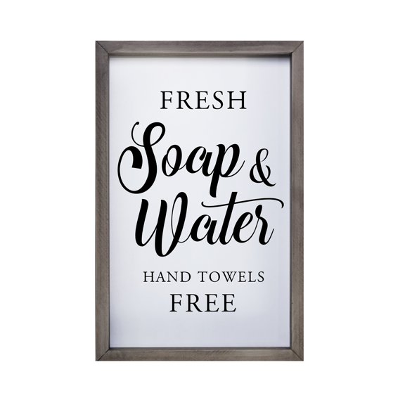 Modern Bathroom Decor Framed Shadow Box 7x10in (Fresh Soap & Water Free 2)