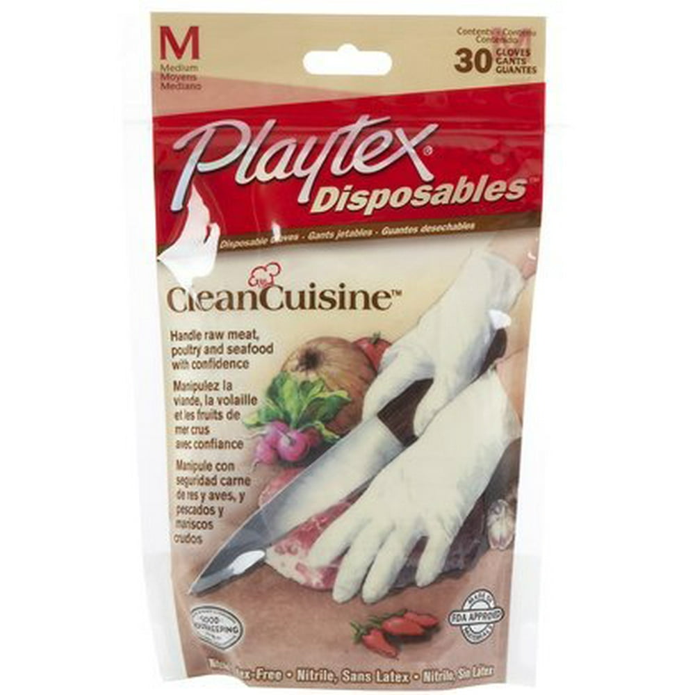 Playtex CleanCuisine Disposables Food Prep Gloves 30ct, Medium (Quantity of 5)