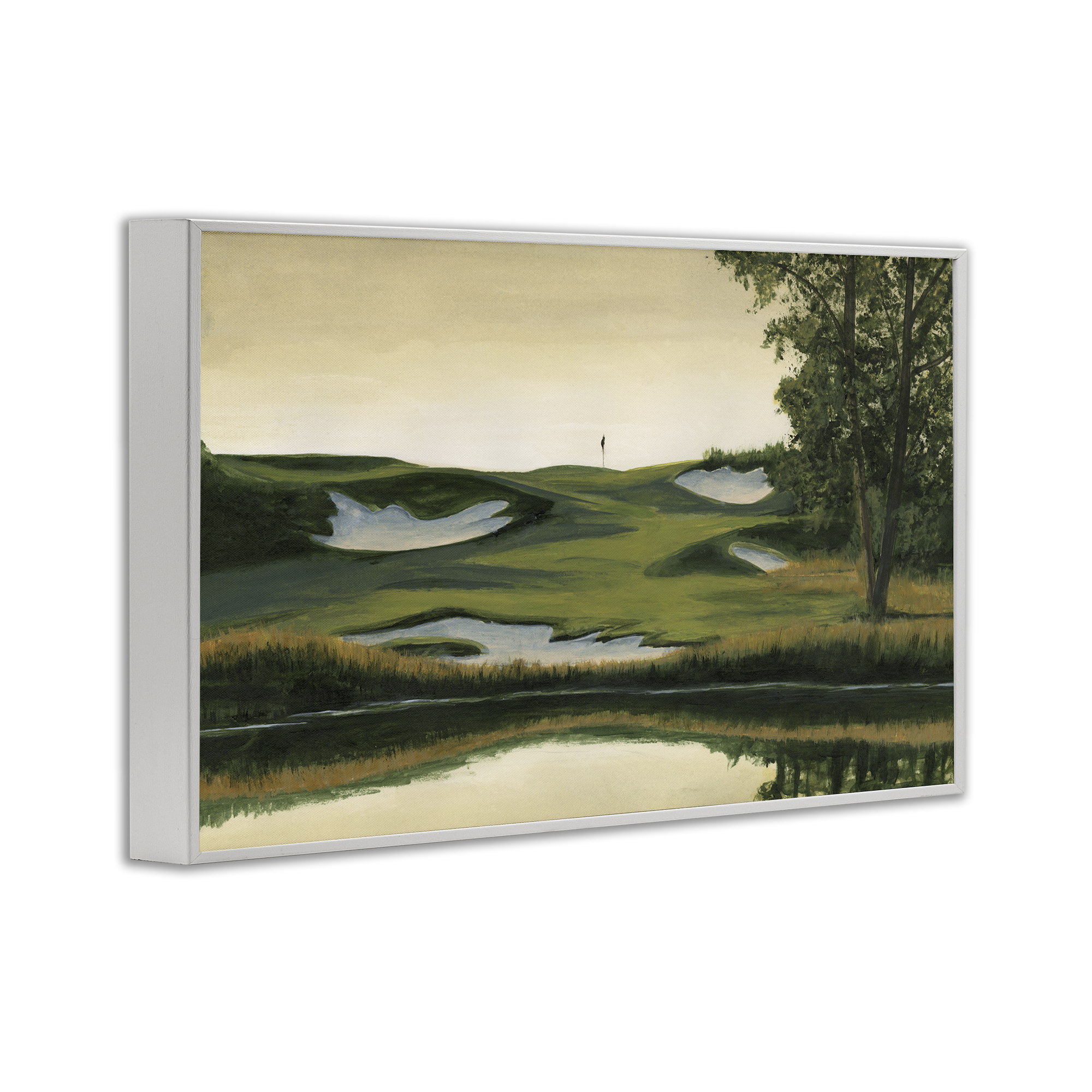 Stupell Industries Golf Course Terrain Landscape Painting White Framed Art Print Wall Art, 24 x 16