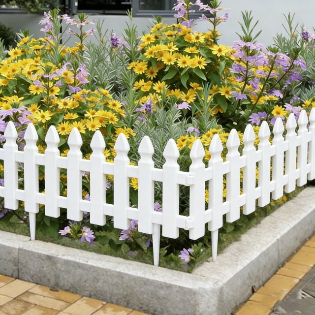 White Plastic Garden Fence Picket Fence Edgings For Lawns Flowerbeds Plants Borders Decorative Yard