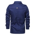 thumbnail image 4 of Lu's Chic Men's Fall Jackets Cotton Long Sleeve Slim Fit Single Breasted Notch Lapel Hoodless Button Up Trench Coat Spring Outerwear Black Small, 4 of 4