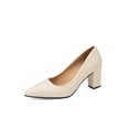 thumbnail image 1 of UKAP Escarpins pour Femmes à Enfiler Talons Hauts Bout Pointu Chaussures de Travail Confort Beige 8, 1 of 9