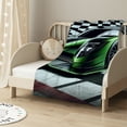 thumbnail image 2 of nygtbtfer Throw Blanket Boys Blanket,Black and White Checked Plaid Green Drift Kart Fleece Blanket ,Square Grid Plaid Lattice Bed Blanket Racing Karting Extreme Sport Sofa Decor White, 2 of 6