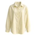 thumbnail image 4 of Women's Elegant Plaid Button Down Shirt Long Sleeve Gingham Business Blouse Tops Women Soft Lightweight Loose Shirts Daily Office Travel Outfits, Yellow 3XL, 4 of 4
