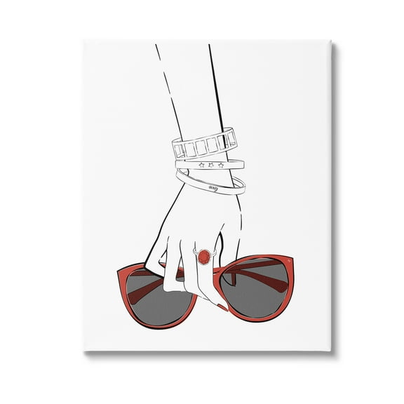 Stupell Industries Minimal Hand with Jewelry Beauty & Fashion Painting Gallery Wrapped Canvas Art Print Wall Art, 16 x 20
