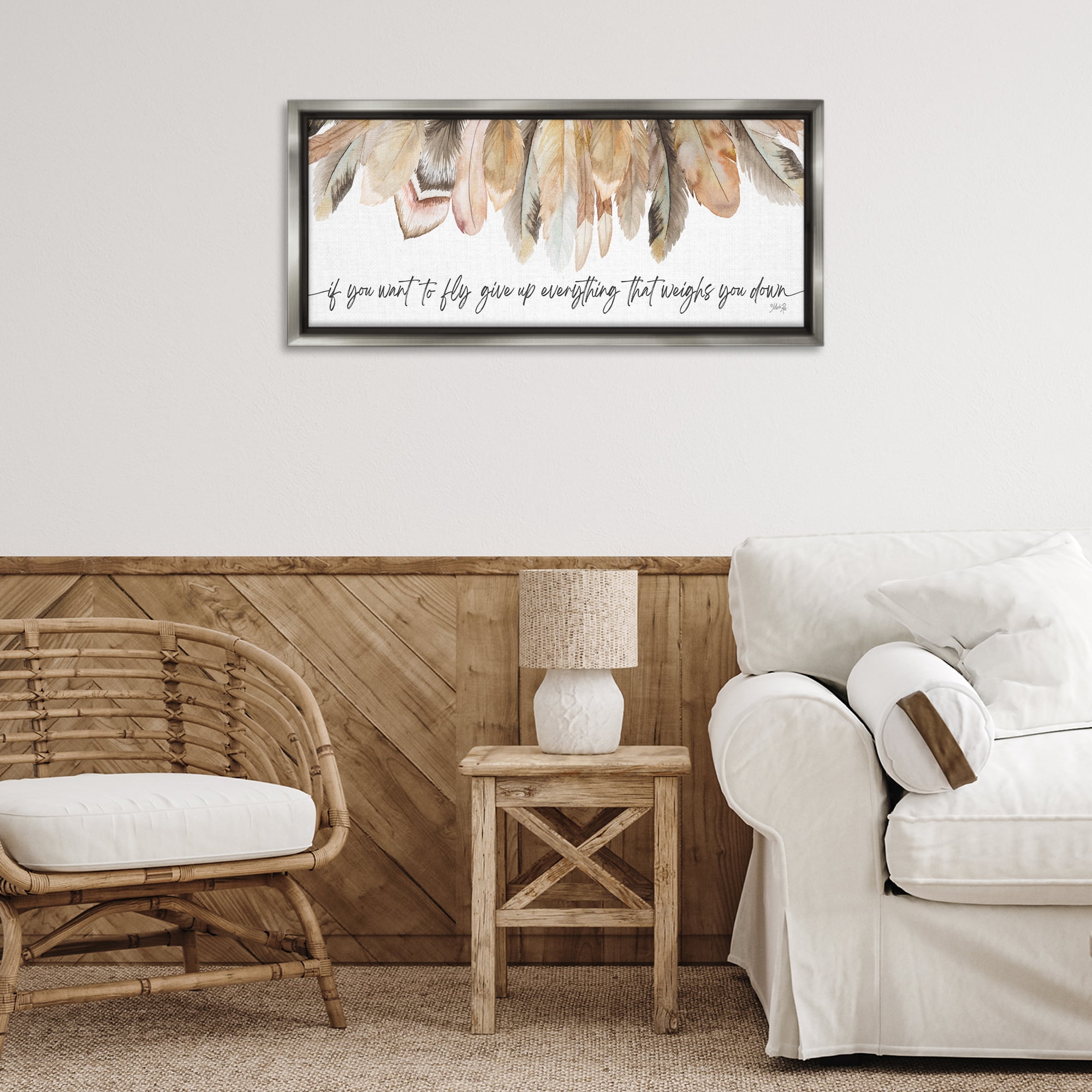 Stupell Industries If You Want To Fly Typography Painting Gray Floater Framed Art Print Wall Art, 31 x 14