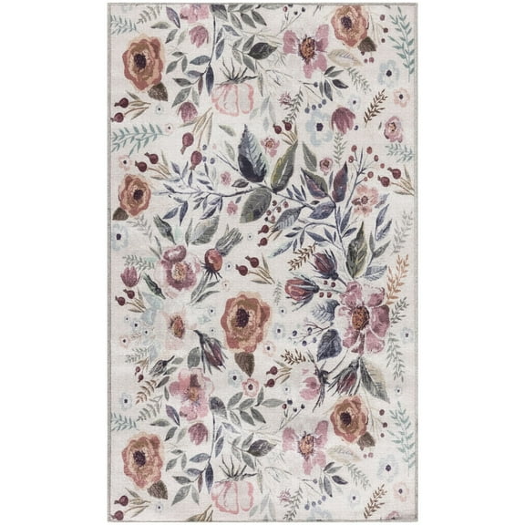 Nourison Washables 2' x 3' Ivory Pink Vintage Indoor Rug