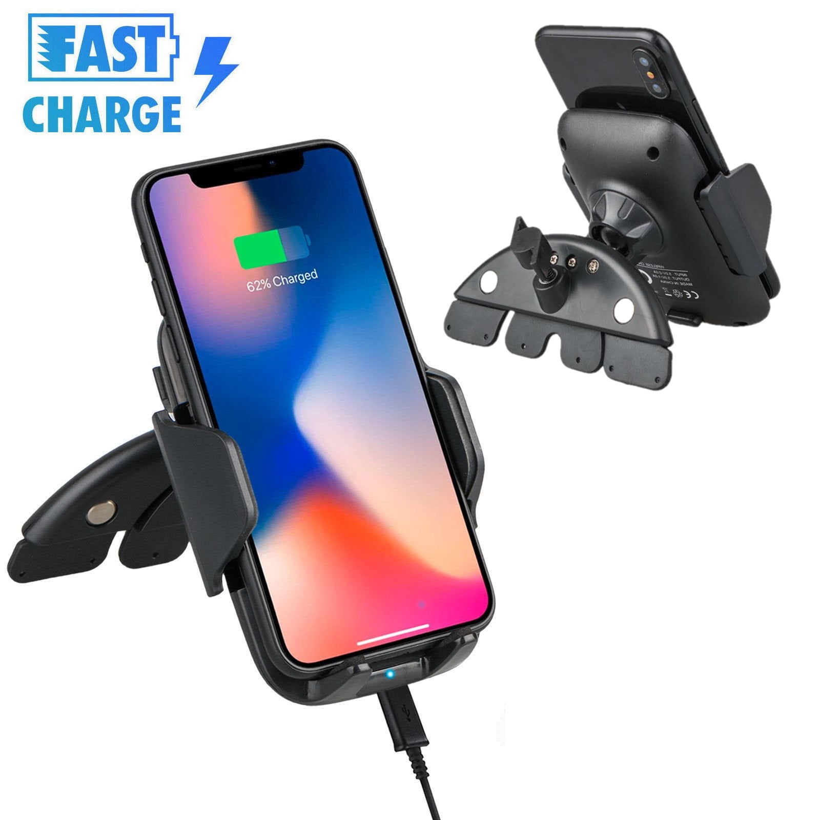 10W FAST Qi Wireless Charger Car Holder Stand For iPhone X 8 Plus Samsung S8 S9 