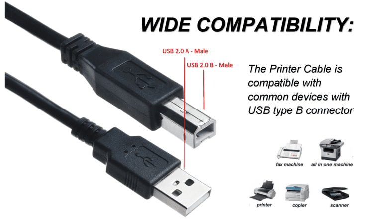 USB 2.0 PC Sync Data Cable Cord Lead For Brother Color Laser Printer HL Series