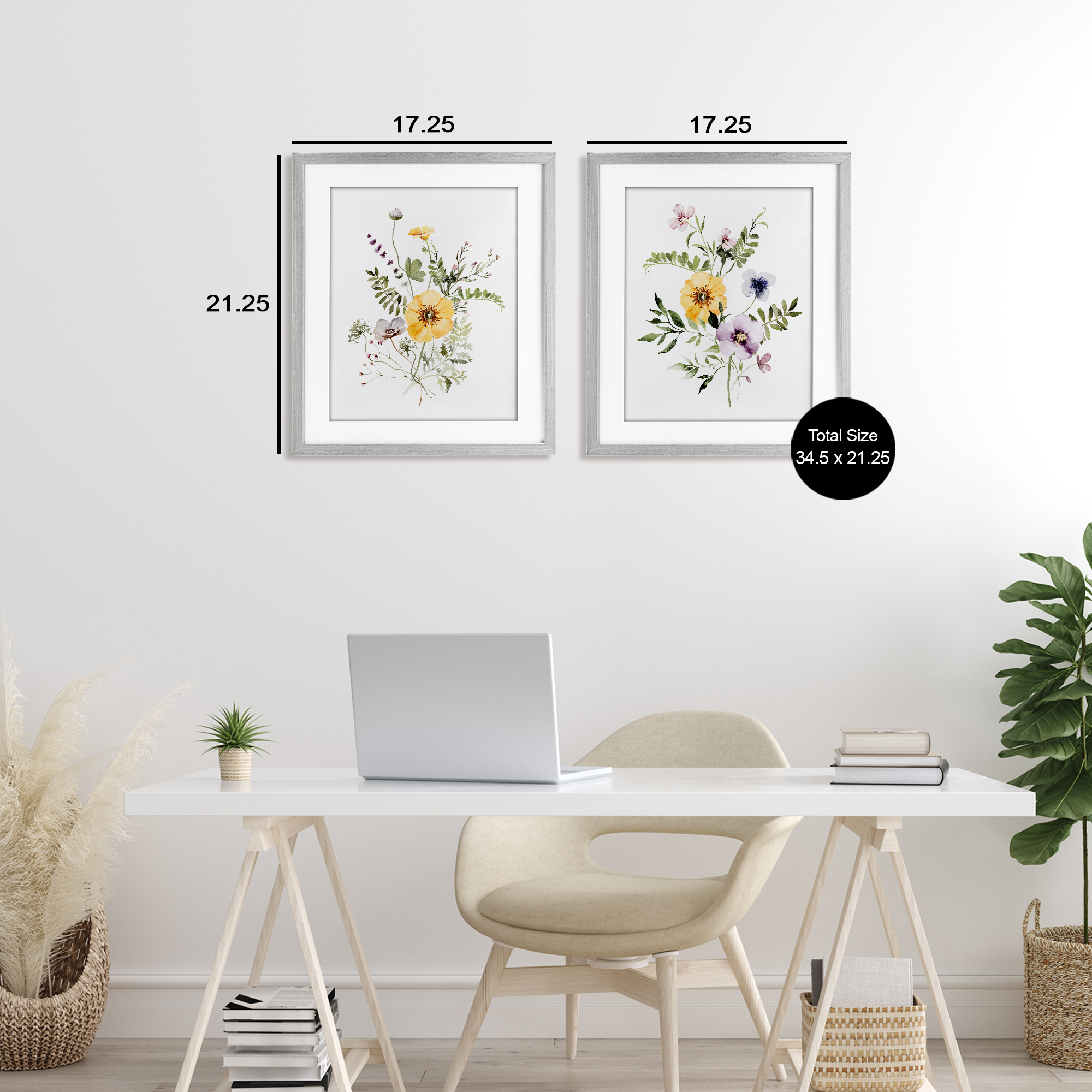 Bundles of Gardening Herbs 2 Piece Gray Framed Print Under Glass Set, design by Lettered and Lined