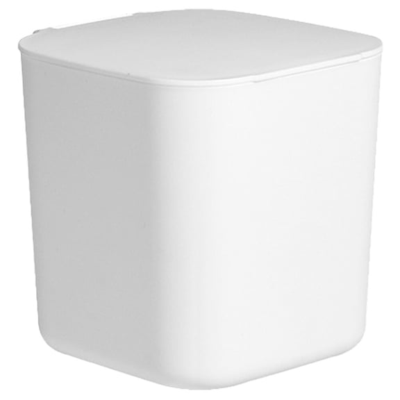 HEANUJJ Small White PP Desktop Trash Can with Lid for Kitchen and Bedroom