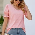 thumbnail image 4 of Fesfesfes Womens Tops Womens Spring/Summer Fashion Casual Loose V-neck Short Sleeve Womens Top Short Sleeve Undershirts for Women XS(US:2), 4 of 6