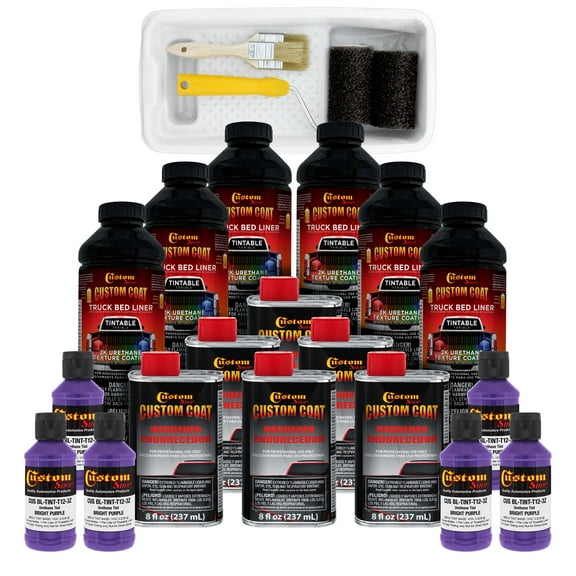 Custom Coat Bright Purple 1.5 Gallon (6 Quart) Urethane Roll-On, Brush-On or Spray-On Truck Bed Liner Kit with Roller and Brush Applicator Kit