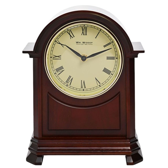 Wm. Widdop Horloge de Manteau de Cheminée Arquée, Fini Noyer Foncé