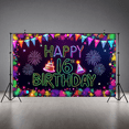 thumbnail image 7 of Colorful Design Happy Birthday Banner Neon Style Sixteenth Birthday Party Decoration for Birthday Party Celebration Event, 7 of 7