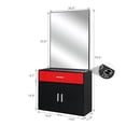 thumbnail image 4 of Hassch Wall-Mount Hair Styling Station with Mirror, 1 Drawer & 2-Door Cabinet Storage, Space-Saving Beauty Organizer Shelf with Tool Holder Rings for Salon or Home Studio (Black+Red), 4 of 7