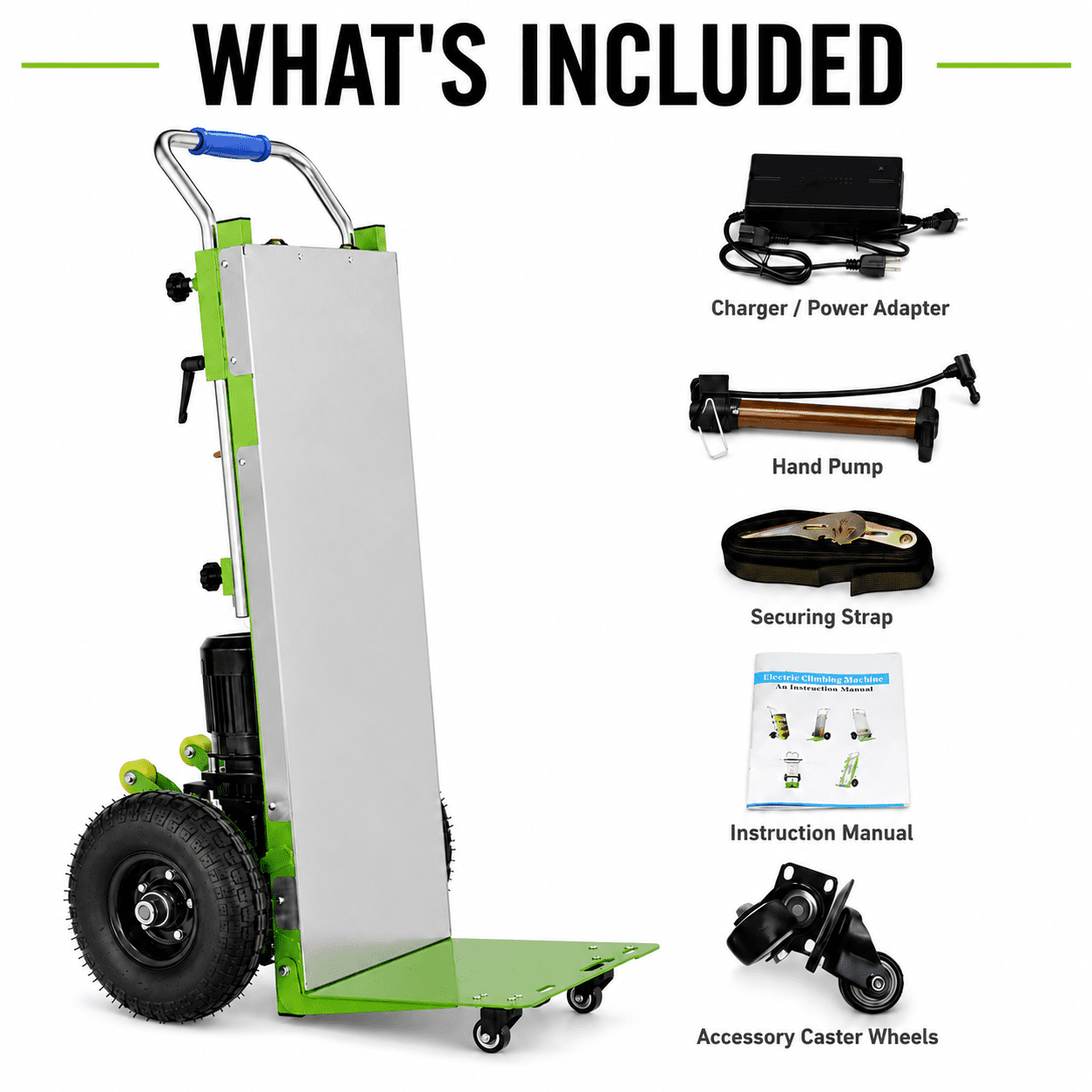 Green Hand Trucks - 880lbs Capacity Electric Stair Hand Trucks 1200W Heavy Duty Stair Climber Trolley with Safety Rope and Solid Wheel for Moving Furni ture Logistics Warehous