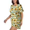 thumbnail image 2 of Lsque White Blue Striped Sunflower Women's Short-Sleeved Pajama Set - 2 Piece Soft and Lightweight Sleepwear Set-3X-Large, 2 of 9