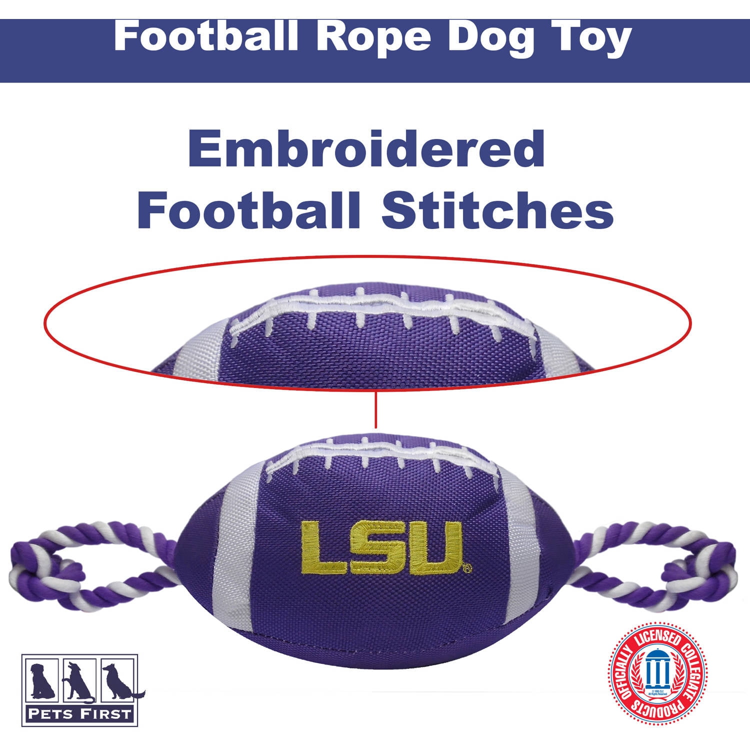 Pets First Collegiate Louisiana State Nylon Football-Licensed