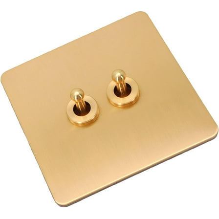 Retro Brass Toggle Light Rocker Switch with Gold Lever, Handmade 86 Type Decorative Brass Light Switch Plate for Vintage Wall Lighting, 1/2 Way Safety Lever Switch Cover, Easy(2 Gang)