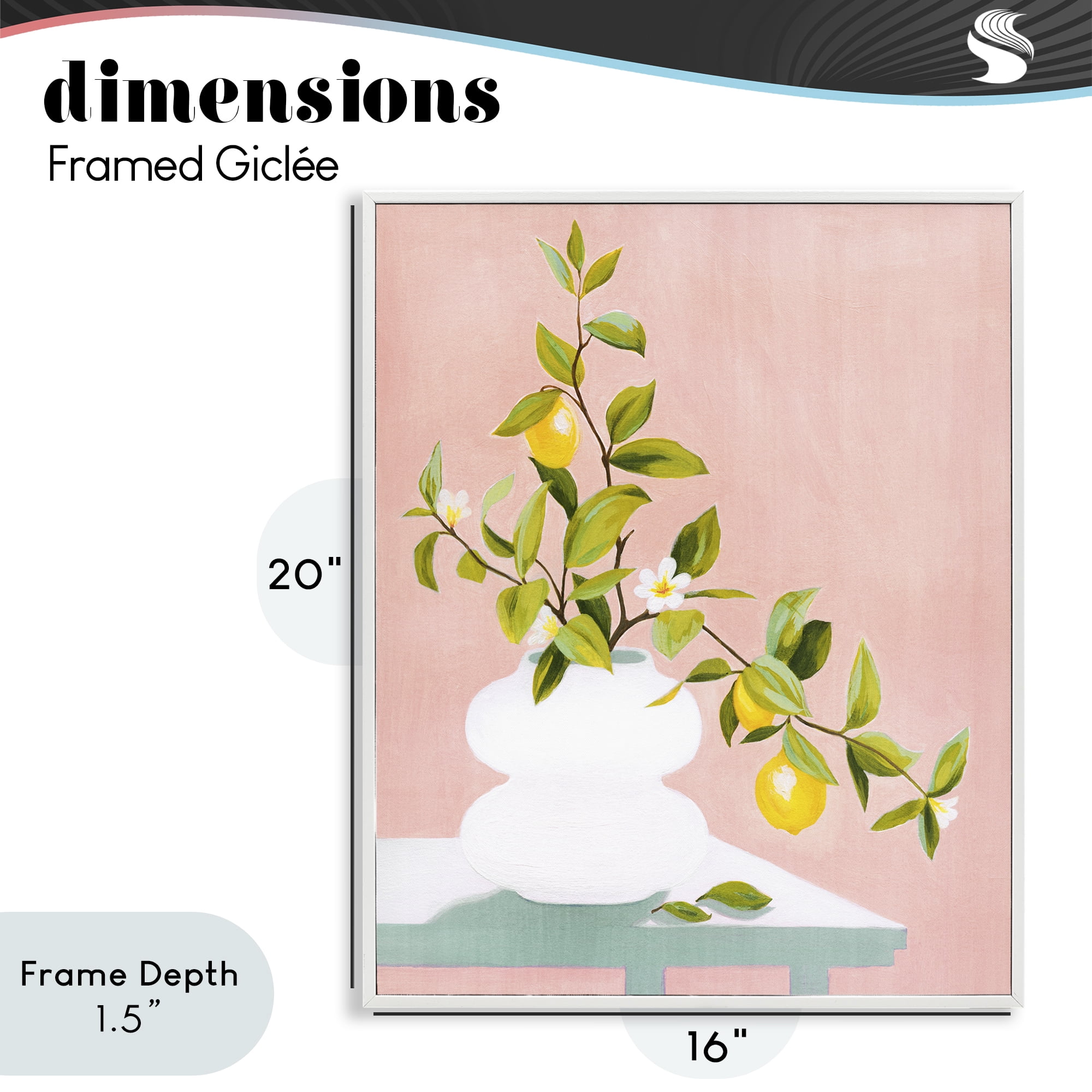 Stupell Industries Afternoon Limoncello Plant White Framed Giclee Art, design by Grace Popp