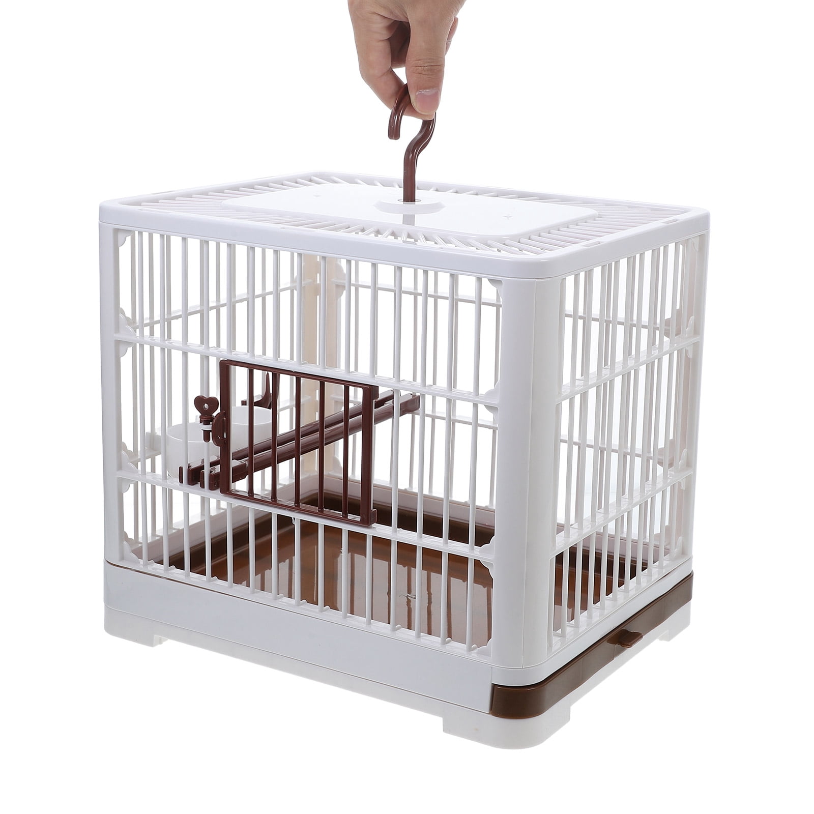 OUNONA Portable Coffee ABS Bird Travel Cage with Handle for Versatile and Durable Use
