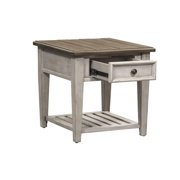 Pemberly Row Modern / Contemporary Off White Wood Drawer End Table