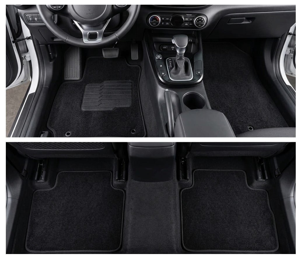 Carpet Floor Mats Custom Fit for 2020 to 2025 Kia Soul with Non-Slip Heel Pad and Safety Hooks, Front and Rear
