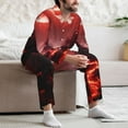 thumbnail image 7 of Naloa Red Moon Lava Men’s Pajamas Set - Long Sleeve Button Down Sleep Shirt and Pajama Bottoms Sleepwear Set-Medium, 7 of 7