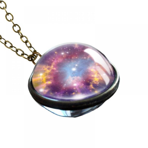 Double Sided Glass Sphere Solar System Universe Star Necklace Star