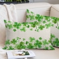 thumbnail image 2 of St. Patrick's Day Pillow Covers 16"x24", Watercolor Lucky Clovers Green Rustic Soft Brushed Microfiber Breathable Throw Pillow Covers, Decorative Pillowcase with Zipper for Couch Sofa Bedroom, 2 of 9