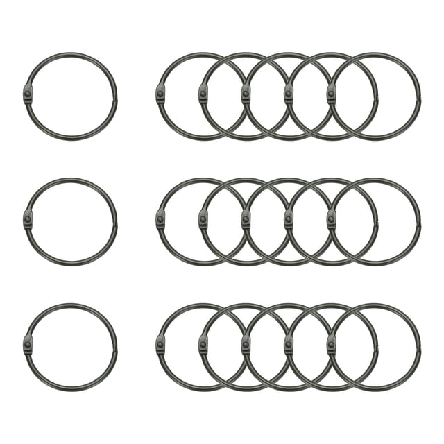Uxcell 18Pcs Loose Leaf Binder Rings, 2 Inch Metal Open Card Rings Heavy Duty Book Rings for Key Index Card Rings Paper Rings Office, Black