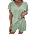thumbnail image 4 of xiaxaixu Ensemble Pyjama Femme T-shirt à Manches Courtes et Col en V avec Short, 4 of 4