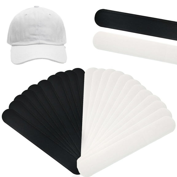 60 Pieces Hat Sweat Liner White Black, Self-Adhesive Hat Sweat Protector Bands, Disposable Hat Sweat Guard Pads Protection for Men Women Golf Baseball Caps Collar Helmet Head Replacement