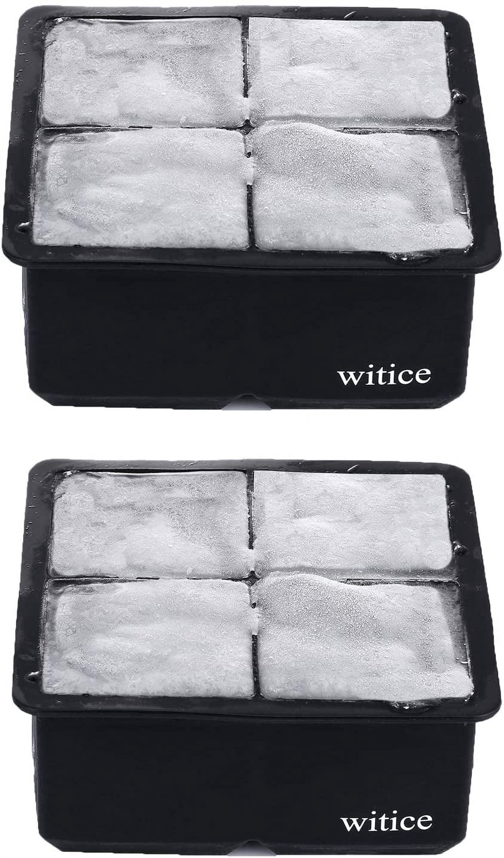Large Ice Cube Trays Silicone (2.5-Inches) - Whiskey Ice Cube Mold, With Easy Release Ice Cubes for Whiskey and For Cocktail,Food Grade (Black 2 Tray)