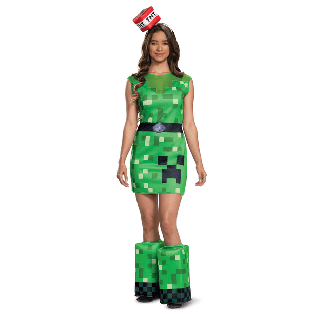 Creeper Womens Adult Minecraft Video Game Halloween Costume Walmart